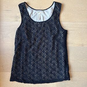 J. Crew Leslie Black Lace Tank Top